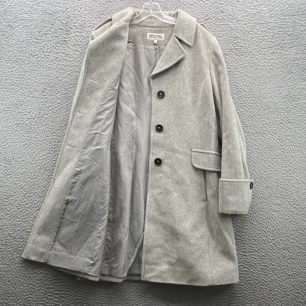 Michael Kors Pea Coat Women's‎ 14 Gray 100% Wool Preppy Corpcore Academia 60's